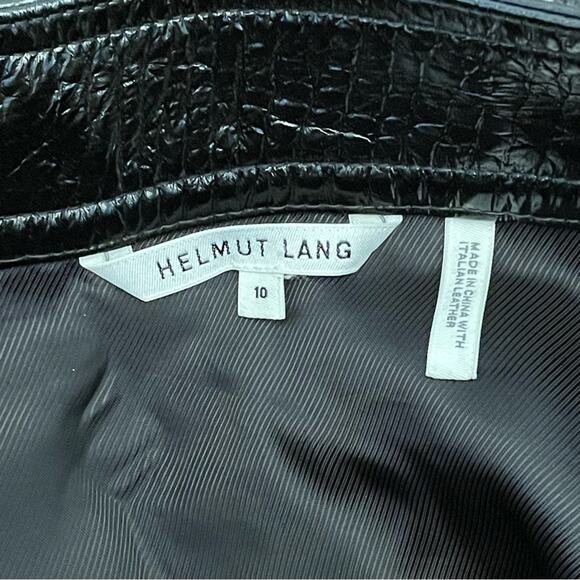 Helmut Lang Croc Embossed Patent Leather Asymmetrical Mini Skirt Black 10 Large - Picture 8 of 14